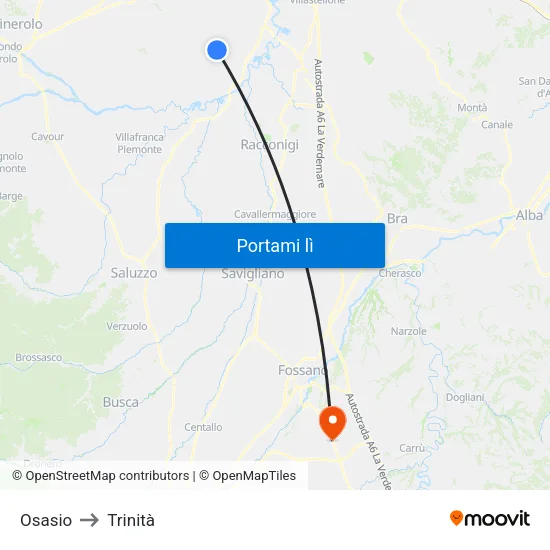 Osasio to Trinità map