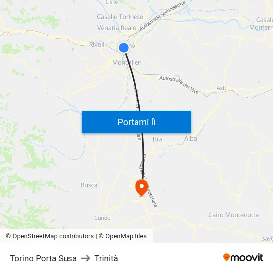 Torino Porta Susa to Trinità map