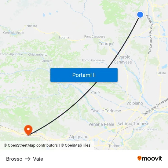 Brosso to Vaie map
