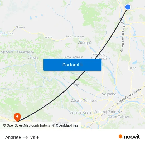 Andrate to Vaie map