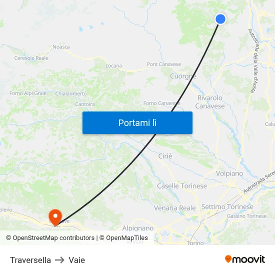 Traversella to Vaie map