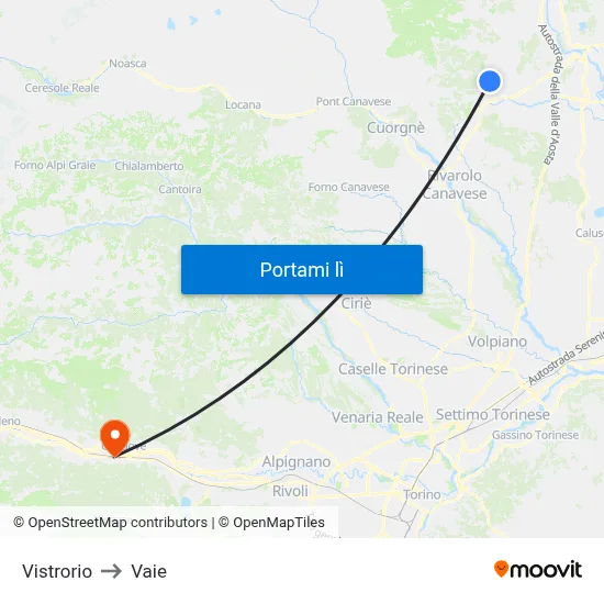 Vistrorio to Vaie map