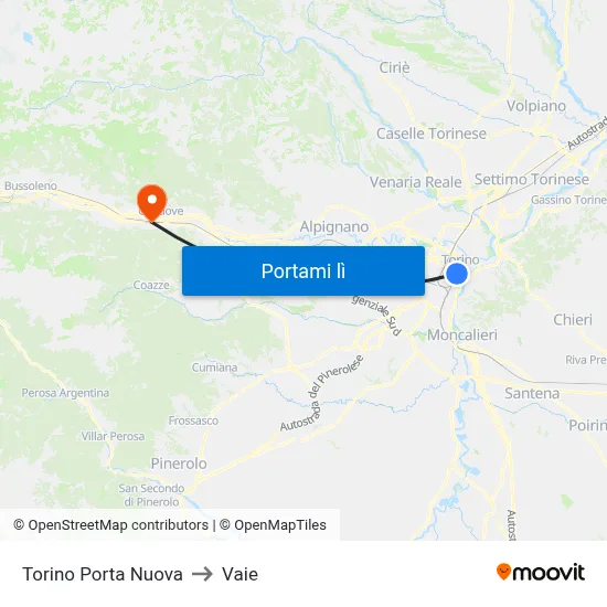 Torino Porta Nuova to Vaie map