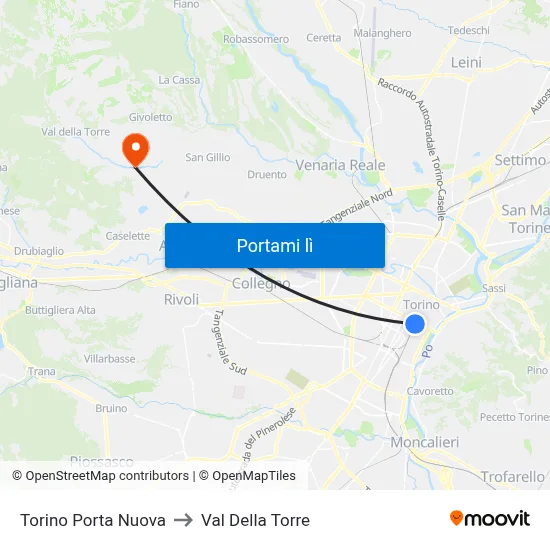 Torino Porta Nuova to Val Della Torre map