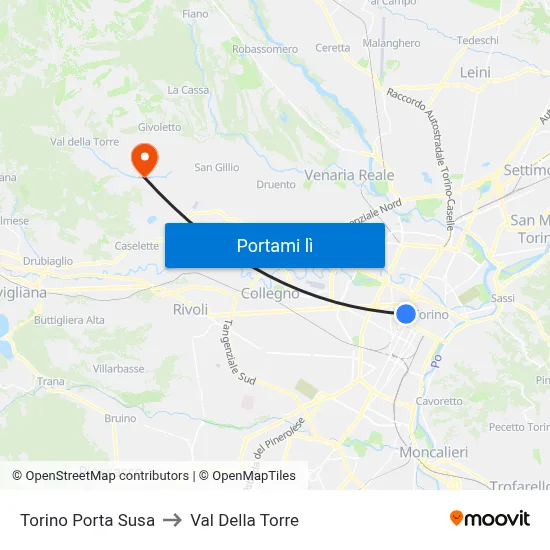 Torino Porta Susa to Val Della Torre map