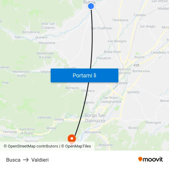 Busca to Valdieri map