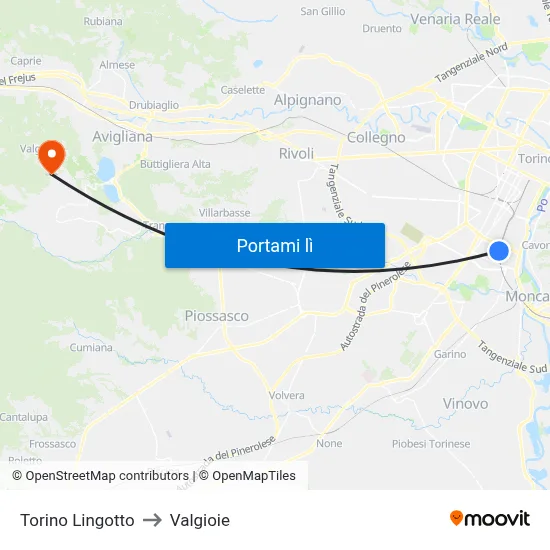 Torino Lingotto to Valgioie map