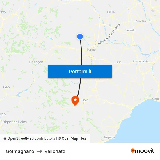 Germagnano to Valloriate map