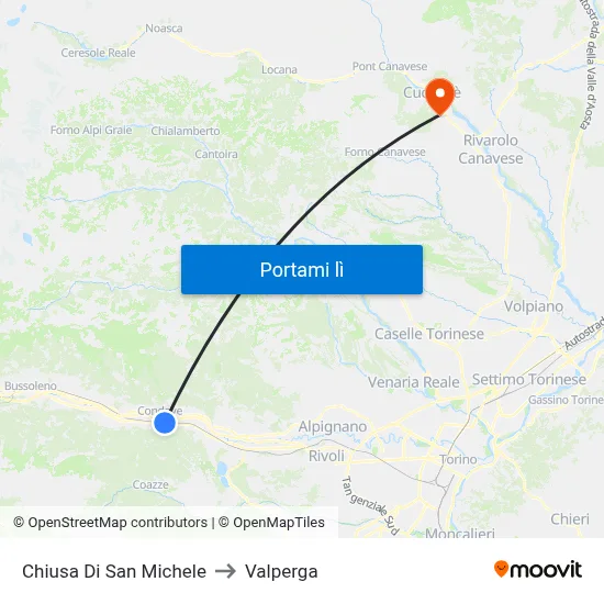 Chiusa Di San Michele to Valperga map