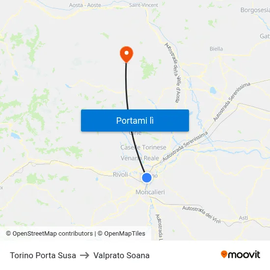 Torino Porta Susa to Valprato Soana map