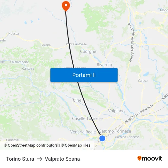 Torino Stura to Valprato Soana map