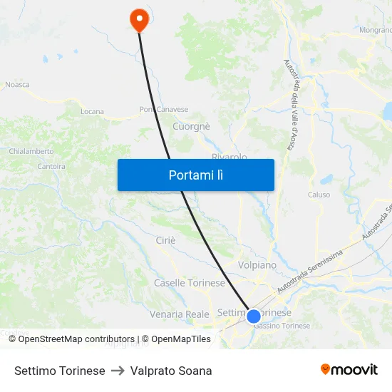 Settimo Torinese to Valprato Soana map