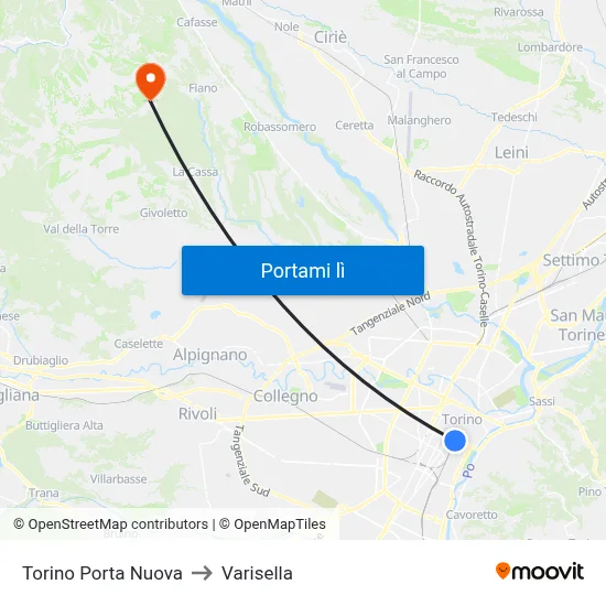 Torino Porta Nuova to Varisella map