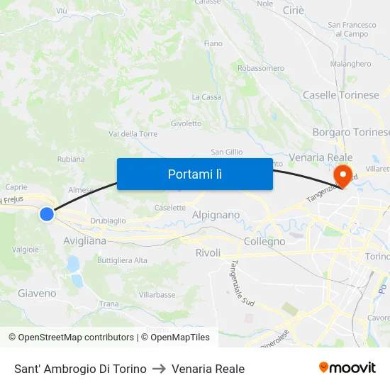 Sant' Ambrogio Di Torino to Venaria Reale map