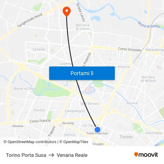 Torino Porta Susa to Venaria Reale map
