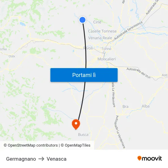 Germagnano to Venasca map