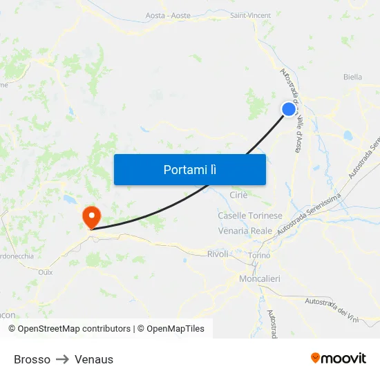 Brosso to Venaus map