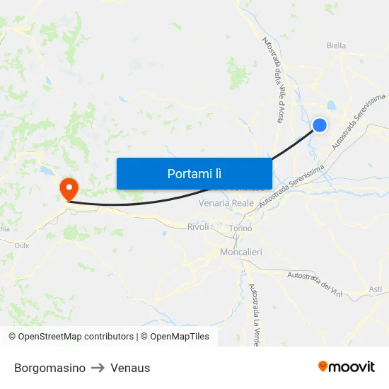Borgomasino to Venaus map