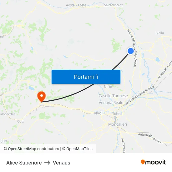 Alice Superiore to Venaus map