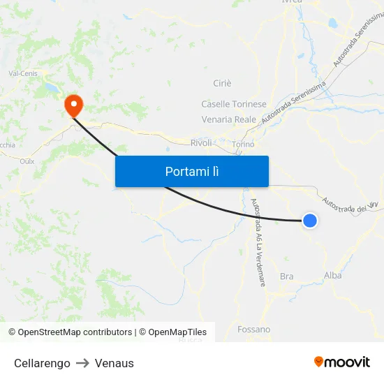 Cellarengo to Venaus map