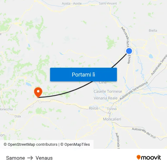 Samone to Venaus map