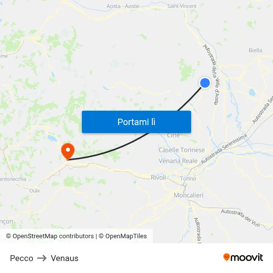 Pecco to Venaus map