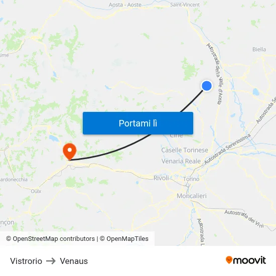 Vistrorio to Venaus map