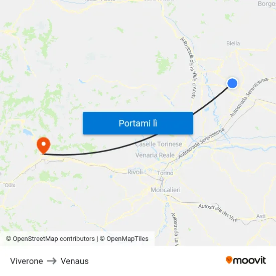Viverone to Venaus map