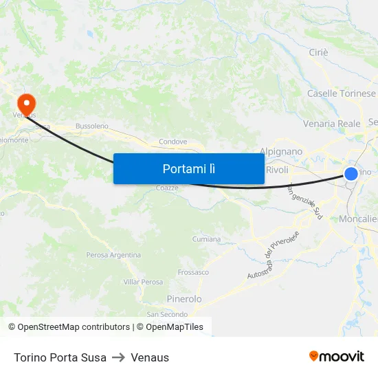 Torino Porta Susa to Venaus map