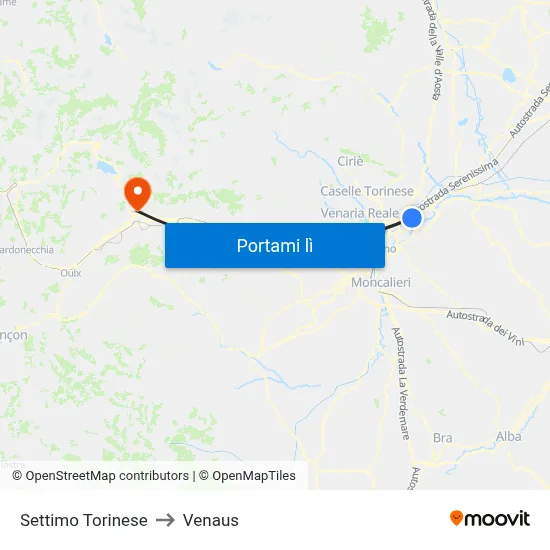 Settimo Torinese to Venaus map