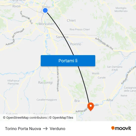 Torino Porta Nuova to Verduno map