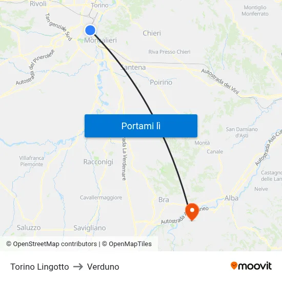 Torino Lingotto to Verduno map