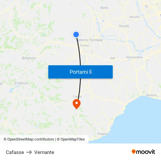 Cafasse to Vernante map