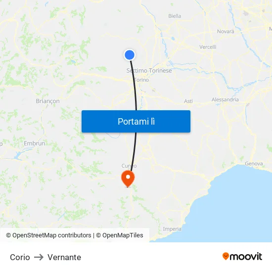 Corio to Vernante map