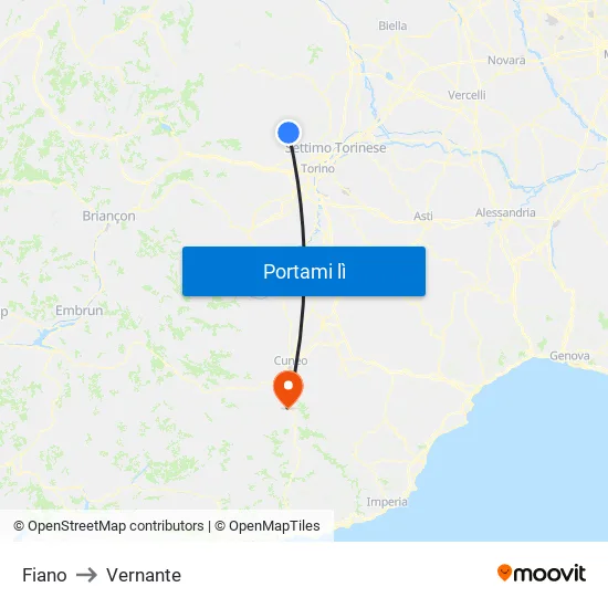 Fiano to Vernante map