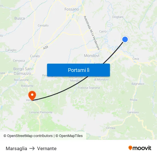 Marsaglia to Vernante map