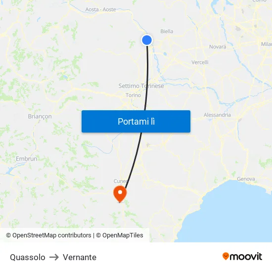 Quassolo to Vernante map