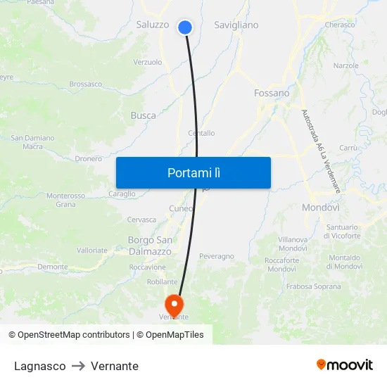 Lagnasco to Vernante map
