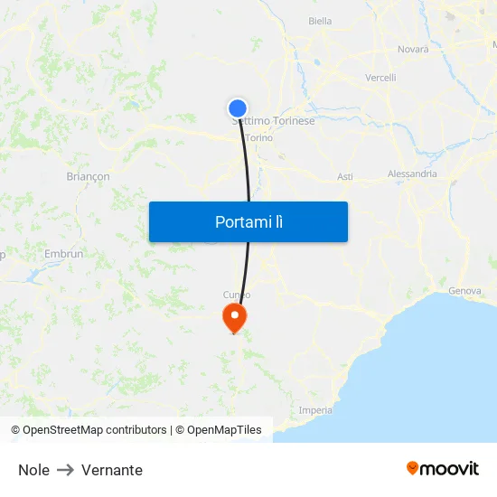 Nole to Vernante map