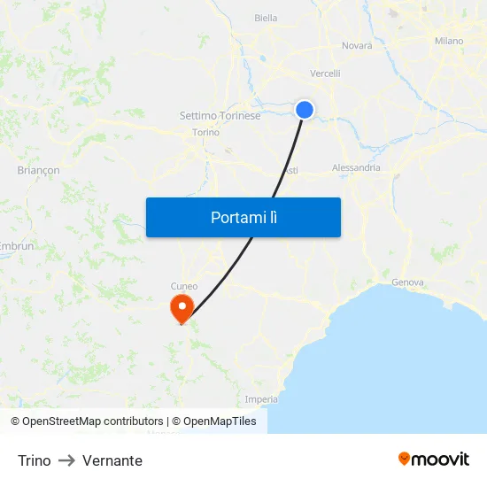 Trino to Vernante map