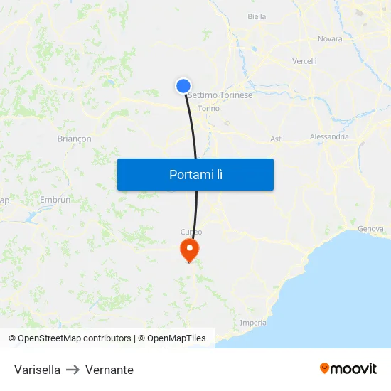 Varisella to Vernante map