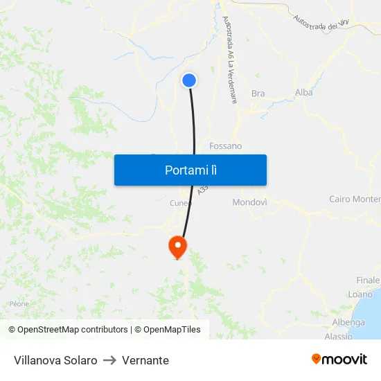 Villanova Solaro to Vernante map