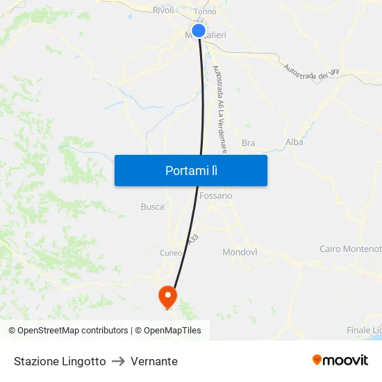 Stazione Lingotto to Vernante map