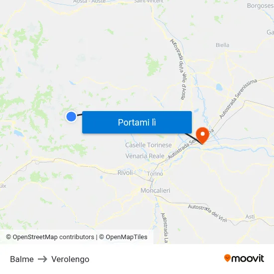 Balme to Verolengo map