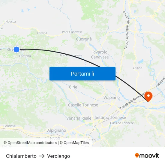 Chialamberto to Verolengo map