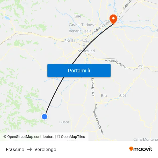 Frassino to Verolengo map