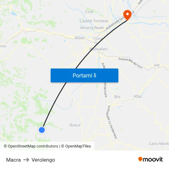Macra to Verolengo map