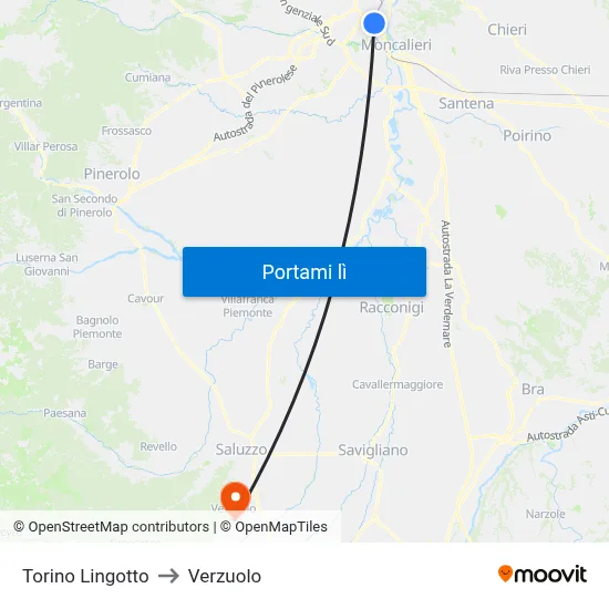 Torino Lingotto to Verzuolo map