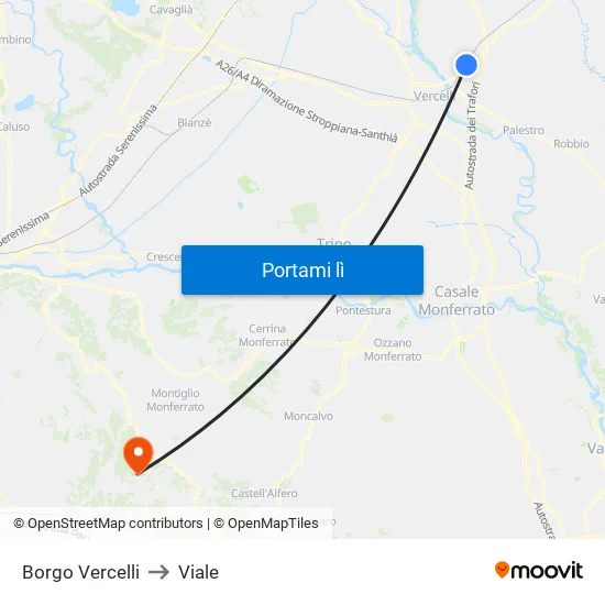 Borgo Vercelli to Viale map