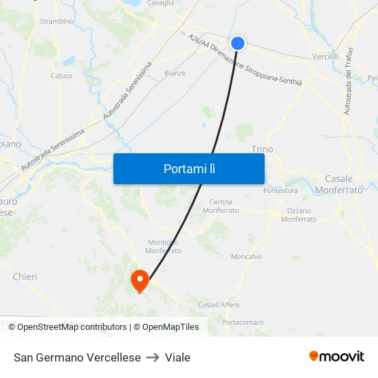 San Germano Vercellese to Viale map